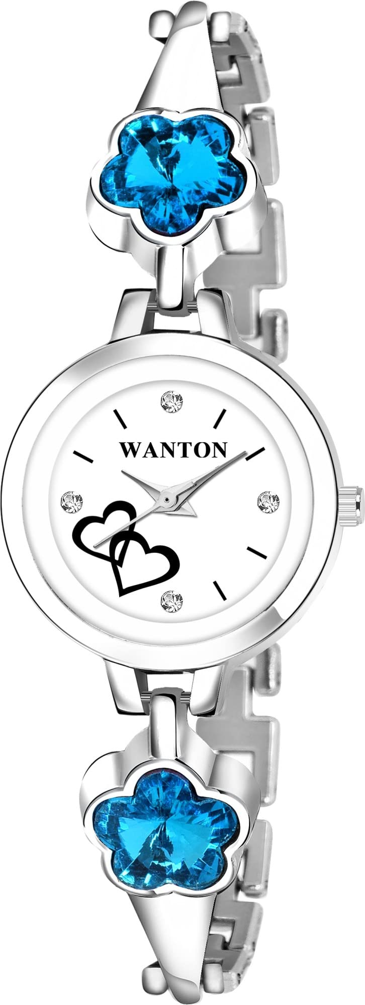 WANTON Stylish Diamond Studded Strap with Diamond Bracelet Watch for girls-(PO1).(P_C_B_9093) (Silver&SkyBlue) (B0C1ZVC2PX) Amazon Price History, Amazon Price Tracker