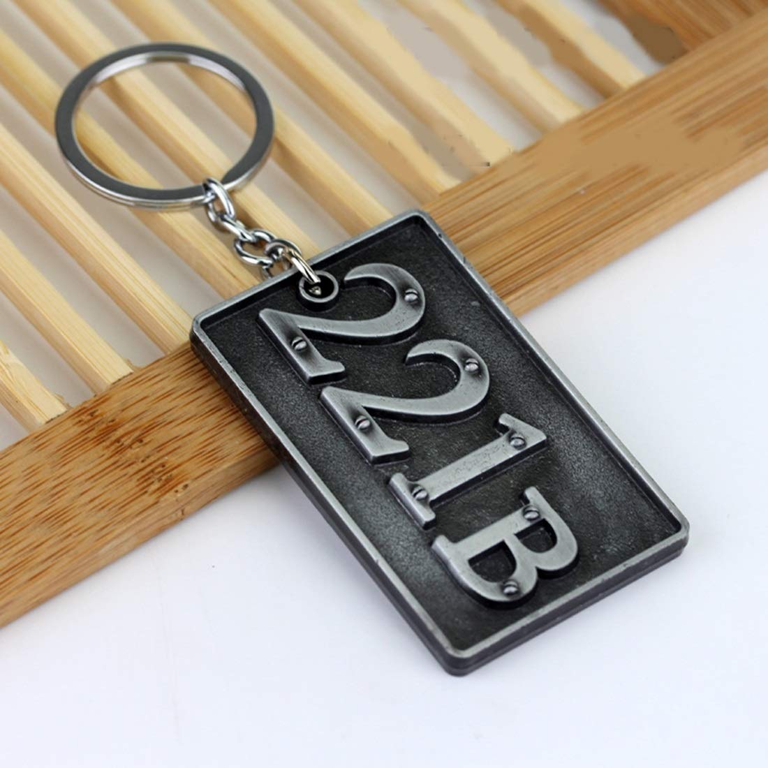 TangyongjiaoKeyrings & Keychains Detective Sherlock 221B Key Chain Car Key Ring Multi-functional Tool Key Holder Key Chains Rings Holder Pendant Auto Parts(Gold) (Color : Silver)