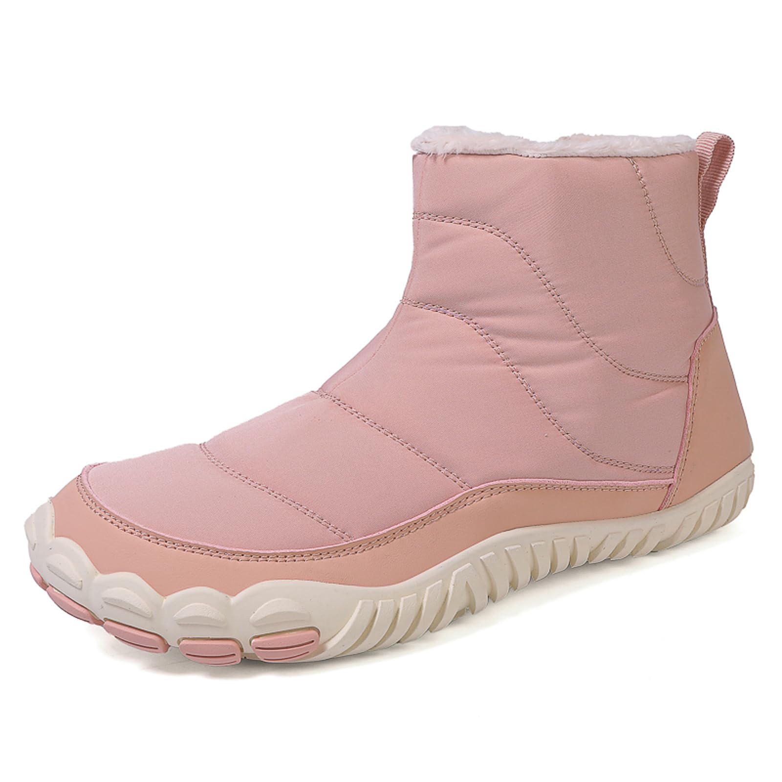 Men's and Women's Barefoot Hiking Boots | Zero Drop Winter Snow Boots with Wide Toe Box | Slip-On Waterproof Ankle Booties | Minimalist Five-Finger Sneakers for Outdoor Hiking and Walking