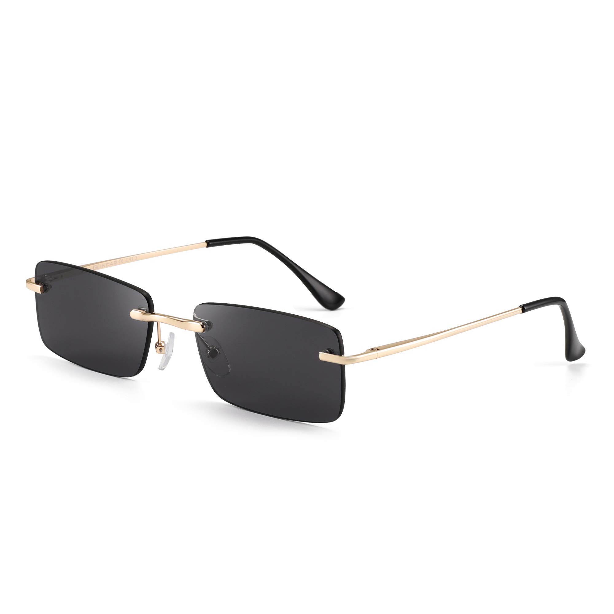 Vintage Rectangular Sunglasses Men Women Retro Stylish Rimless Sun Glasses Shades Spring Hinge-image-6
