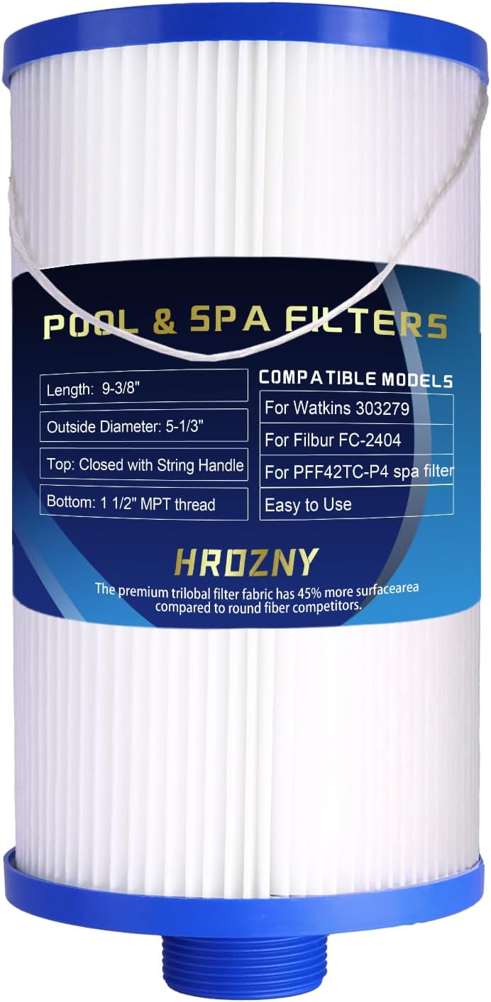 Hrozny Hot Tub Filter FC-2402,Spa Filter Compatible with Watkins 303279,5CH-37,PFF42TC-P4,78460, Lifesmart, AquaTerra, Fantasy, Freeflow, Simplicity, Bermuda, Aspire,Azure (2PCS)