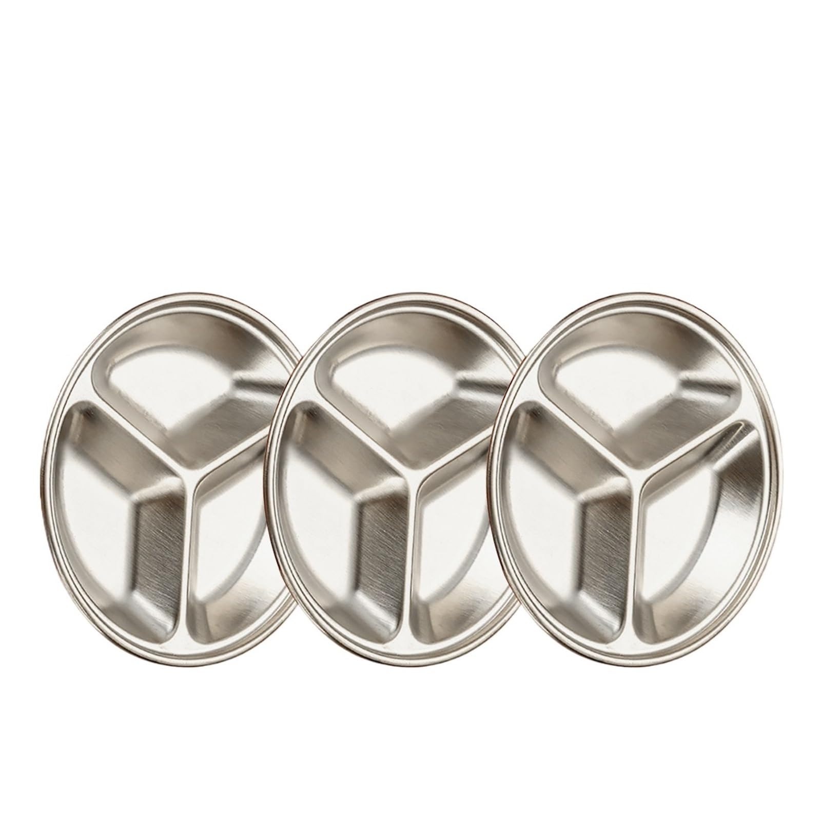 3-teiliges Set silberner Edelstahl-Spezialteller for Obstsnacks, runde, unterteilte Öl- und Gewürzschalen, kleine Schälchen for Küchengewürze(Silver,14cm)