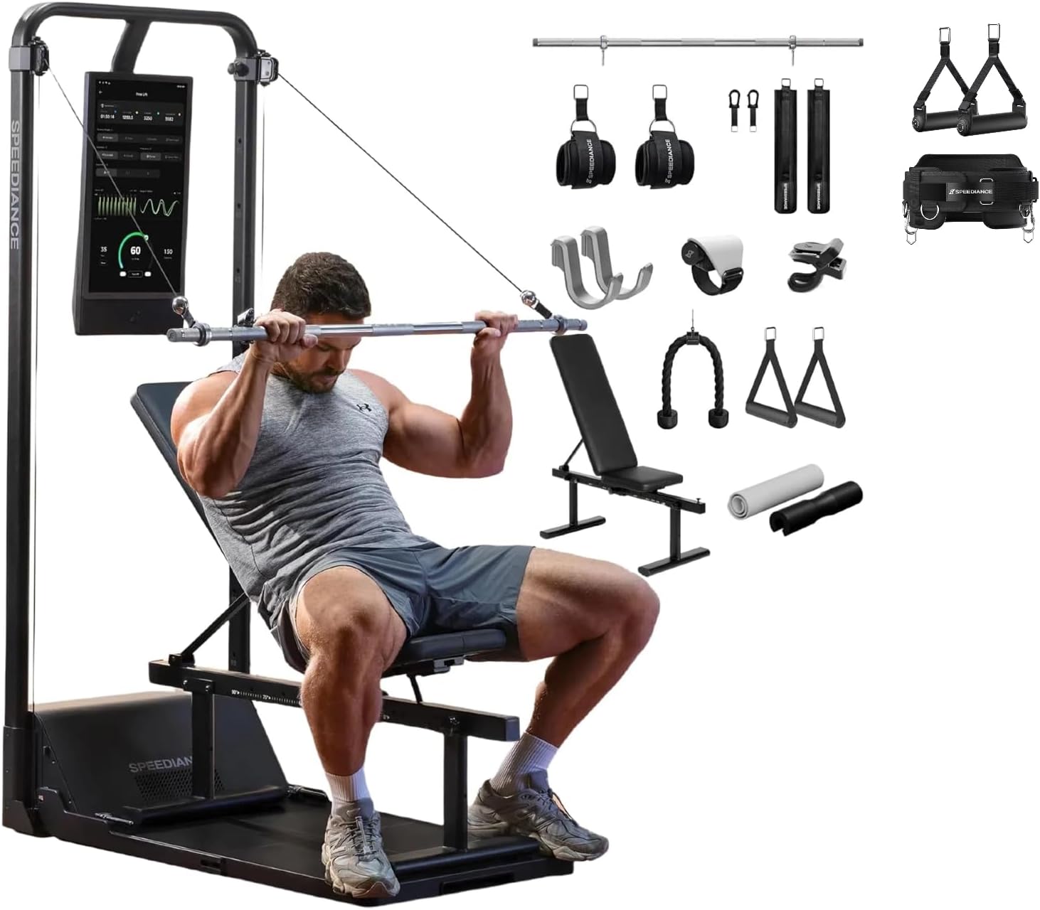 Speediance Gym Monster 2, Works Plus & PowerGrip Smart Handles & Weight Lifting Belt Bundle