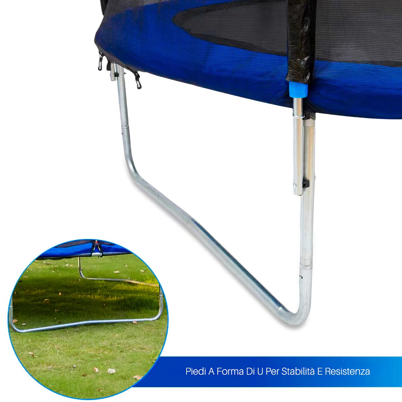 SereneLife Trampolino Elastico per Bambini 305 cm, Tappeto Elastico Rotondo, Nero, con Rete di Sicurezza, Struttura Robusta per Esterno e Interno