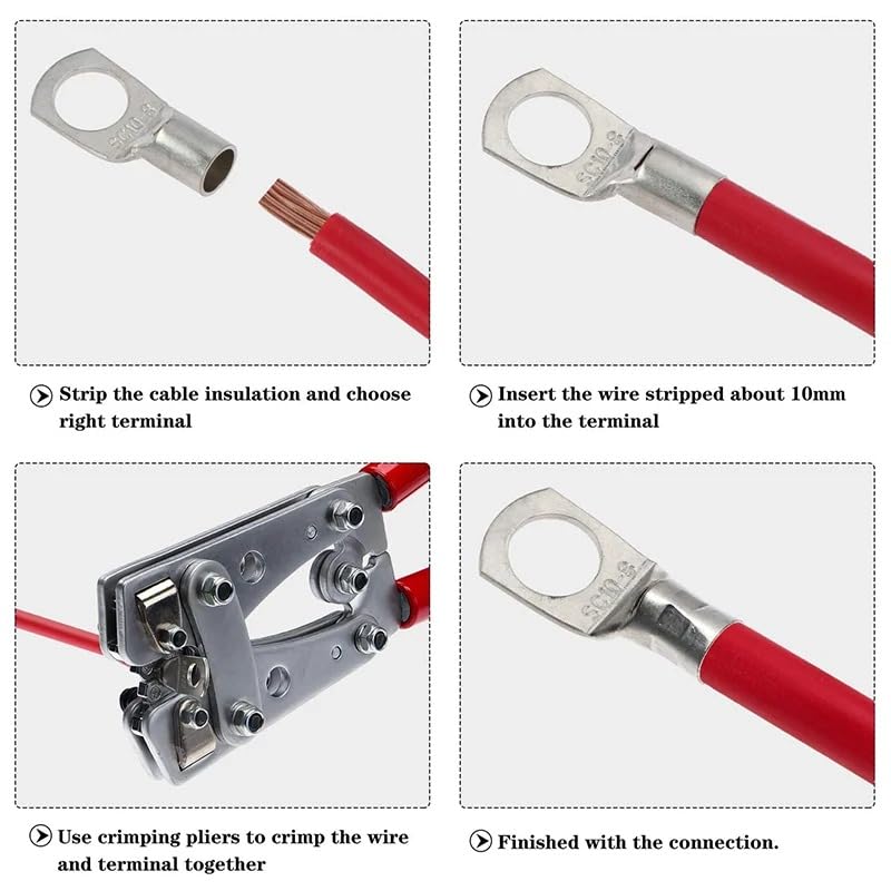 Kit de conectores de crimpado de cable de 110 piezas, terminales de anillo de cobre estañado, conectores soldados, terminales de conector de cable de batería.