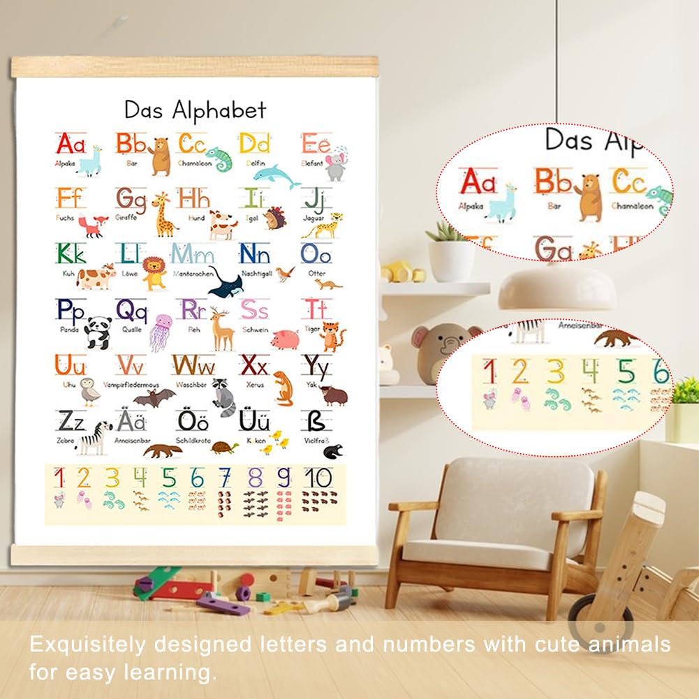 Poster ABC Enfants Apprendre à Écrire - Alphabet Avec Animaux Et Flèches - 30x40cm Éducatif