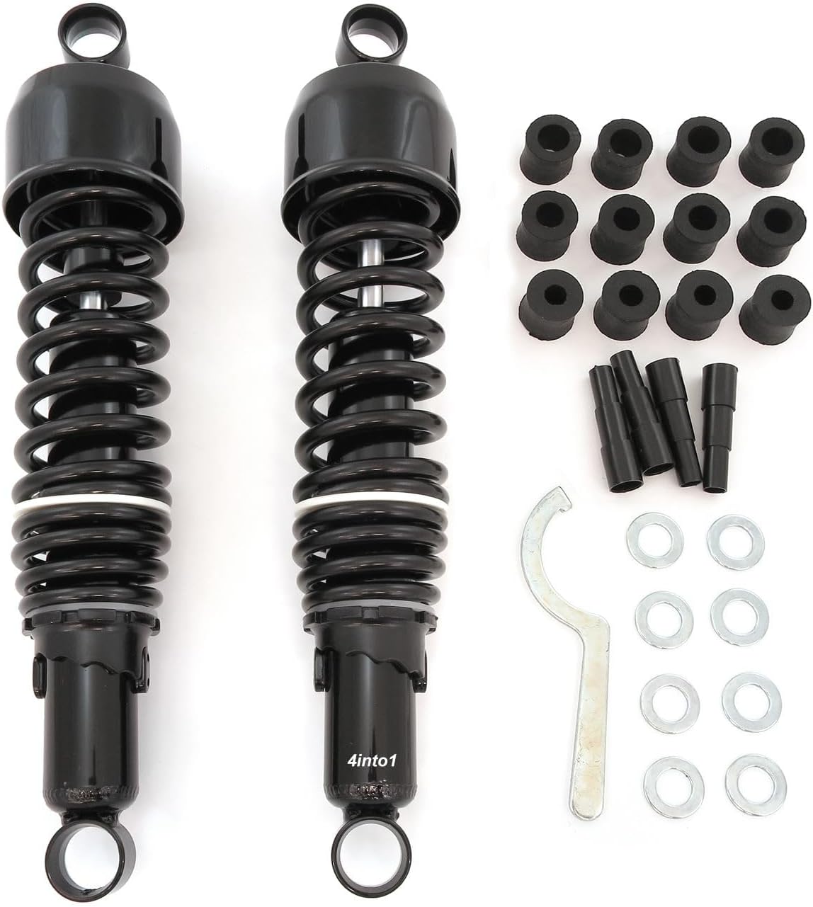 Black Performance Motorcycle Rear Shocks 335mm 13 1/8" Fits Suzuki Lower Eye Pair