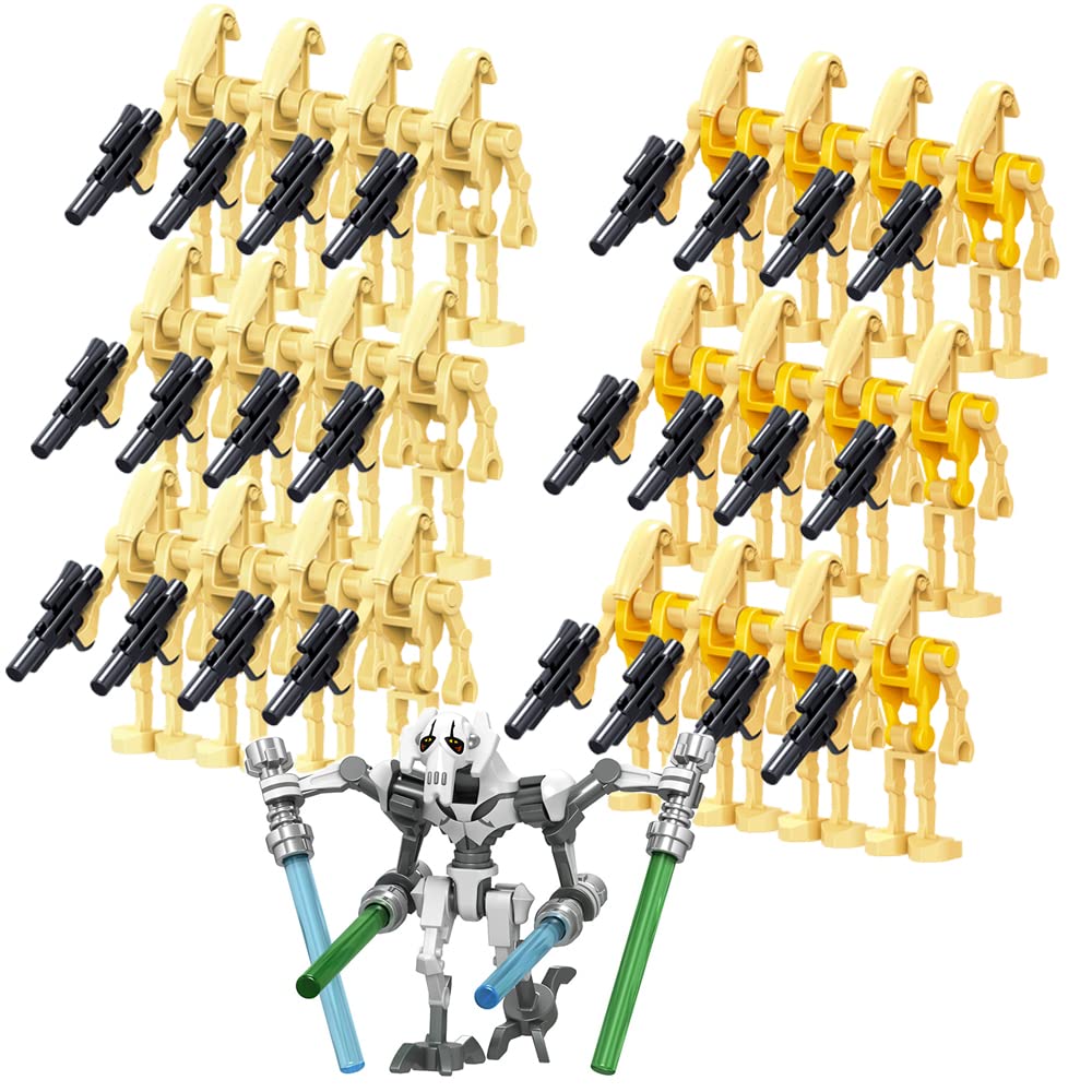 YINGXIANG 25 Pcs Pieces Minifigures Set, Pack Battle Droids with Weapons Set Building Blocks Action Figures 1.65 inch Figures Droids Boys Kids Gift Toys