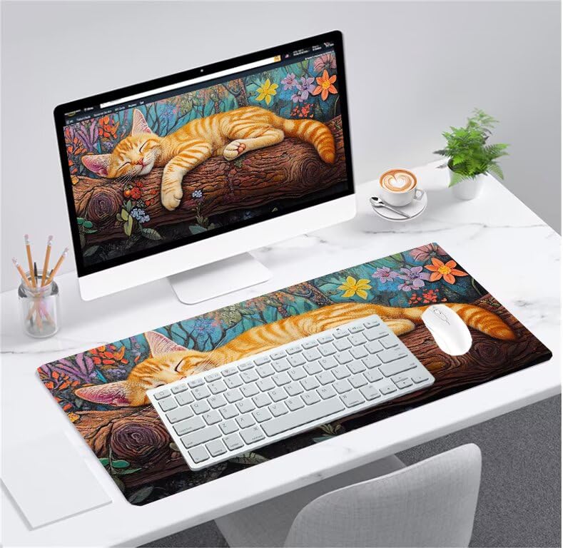Tapis de souris imperméable et lavable grand format jaune avec base antidérapante - 2