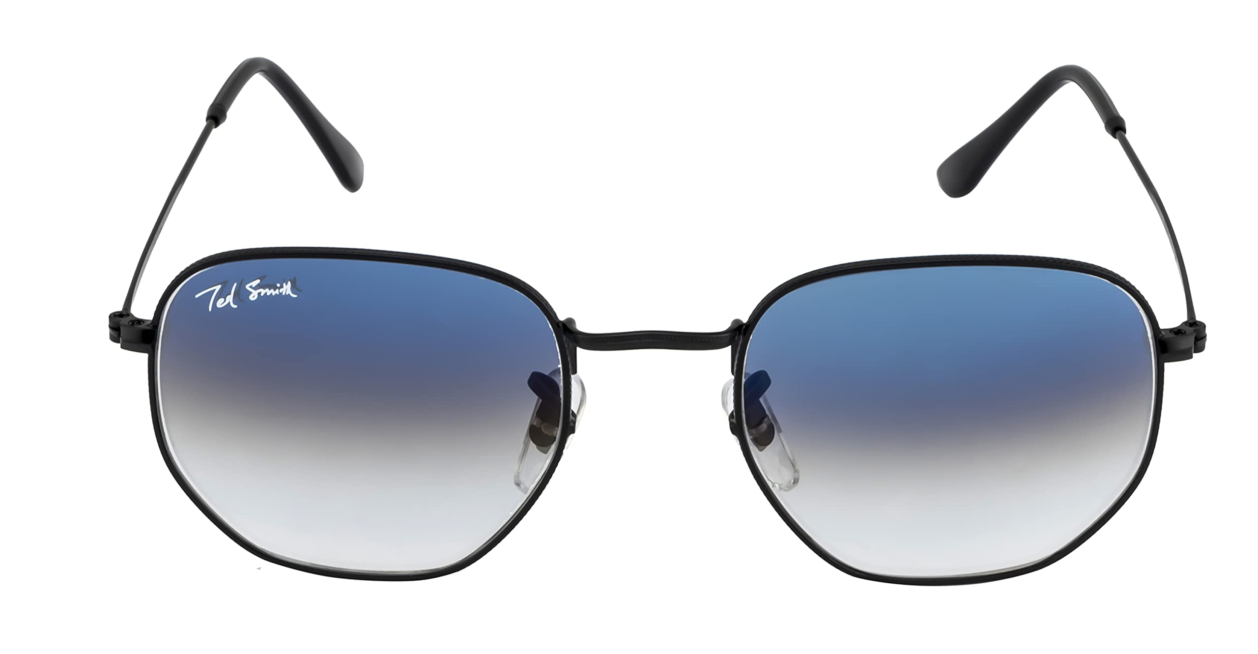 Ted Smith Men's Women's Glass UV Protection Dark Green Lens Gunmetal Hexagonal Sunglasses