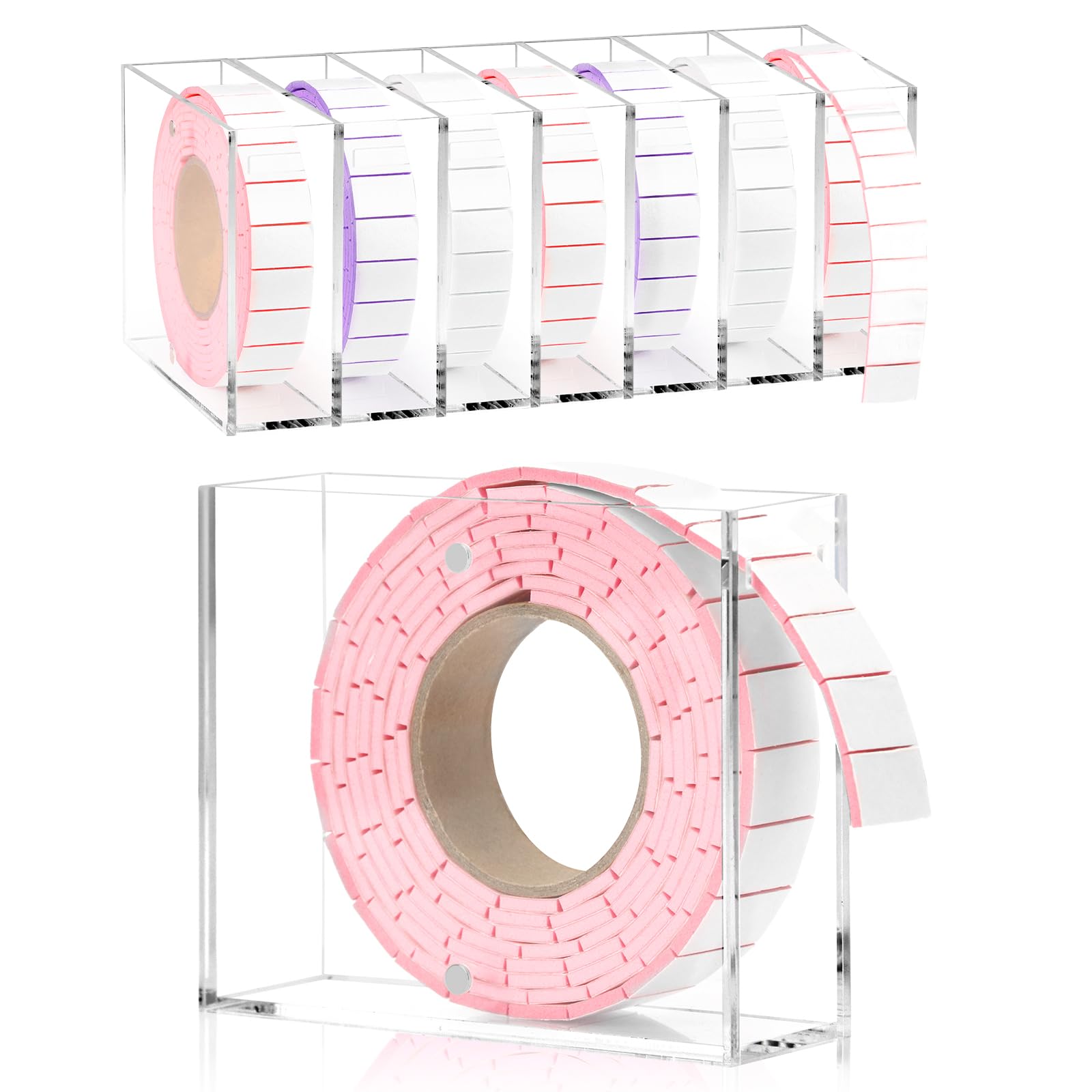 HKSZEH Double Sided Foam Tape Pre Cut 3/4 X 1/2 Inch EVA Foam Adhesive Squares Roll with Acrylic Storage Box 3D Foam Squares for Crafts Arts Sewing