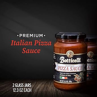 Botticelli Premium Italian Pizza Sauce for Authentic Italian Taste - (Pack of 2) - Whole30 Approved - Made in Italy, Low Carb, Low Sugar, Keto-Friendly Premium Italian Pizza Sauce - 12.3oz