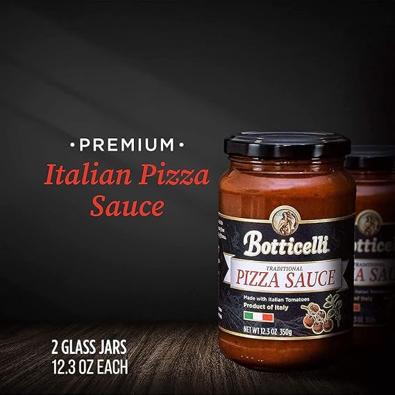 Botticelli Premium Italian Pizza Sauce for Authentic Italian Taste - (Pack of 2) - Whole30 Approved - Made in Italy, Low Carb, Low Sugar, Keto-Friendly Premium Italian Pizza Sauce - 12.3oz