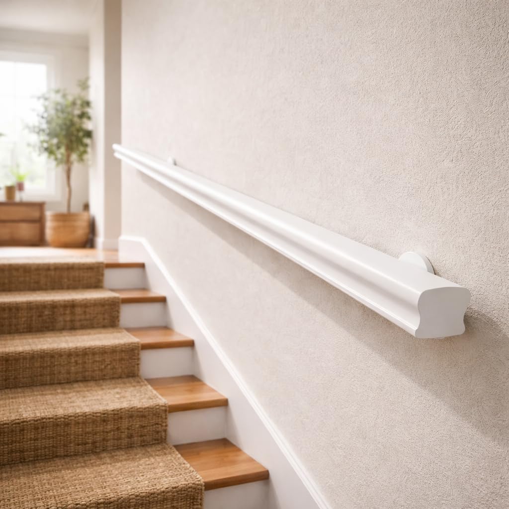 Corrimano in legno massello | Lunghezze da 50 cm a 400 cm | Corrimano Bianco | modello British| Made in Italy (260 cm)