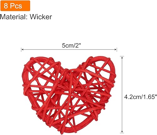 Miniatura 2 de MECCANIXITY 8 piezas de jarrón de ratán en forma de corazón de ratán natural para decoración del día de San Valentín, decoración del hogar, boda,