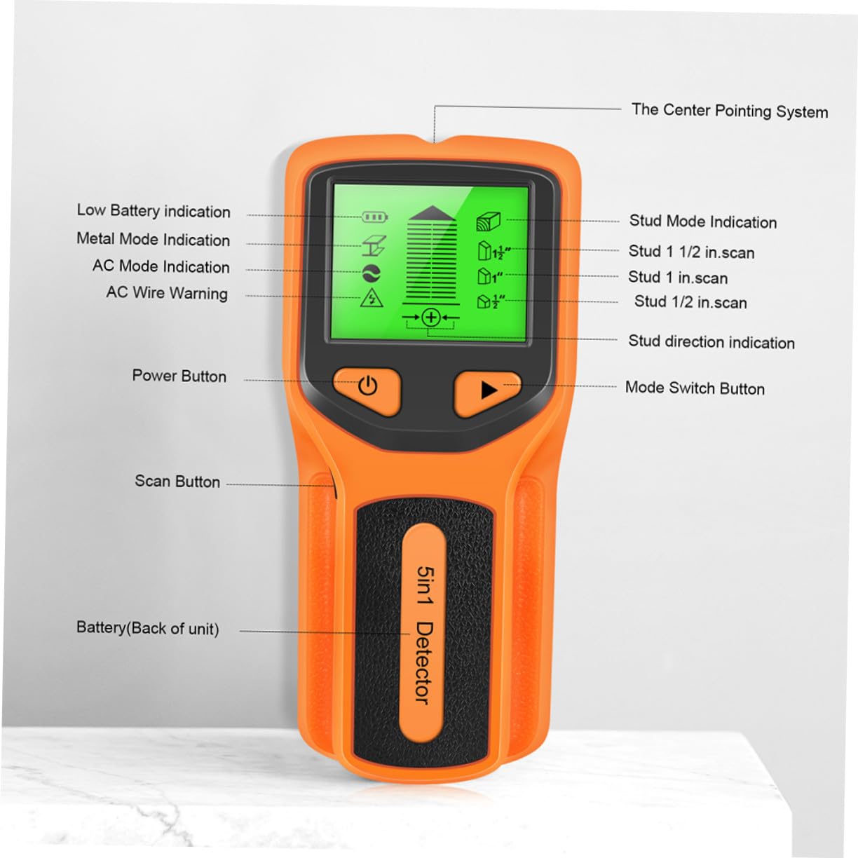 Sewroro Détecteur de Métaux Mural avec Écran Lcd, Outil Portable en Abs pour Projets D'amélioration Maison, Détecte Bois et Fils Cachés Efficacement