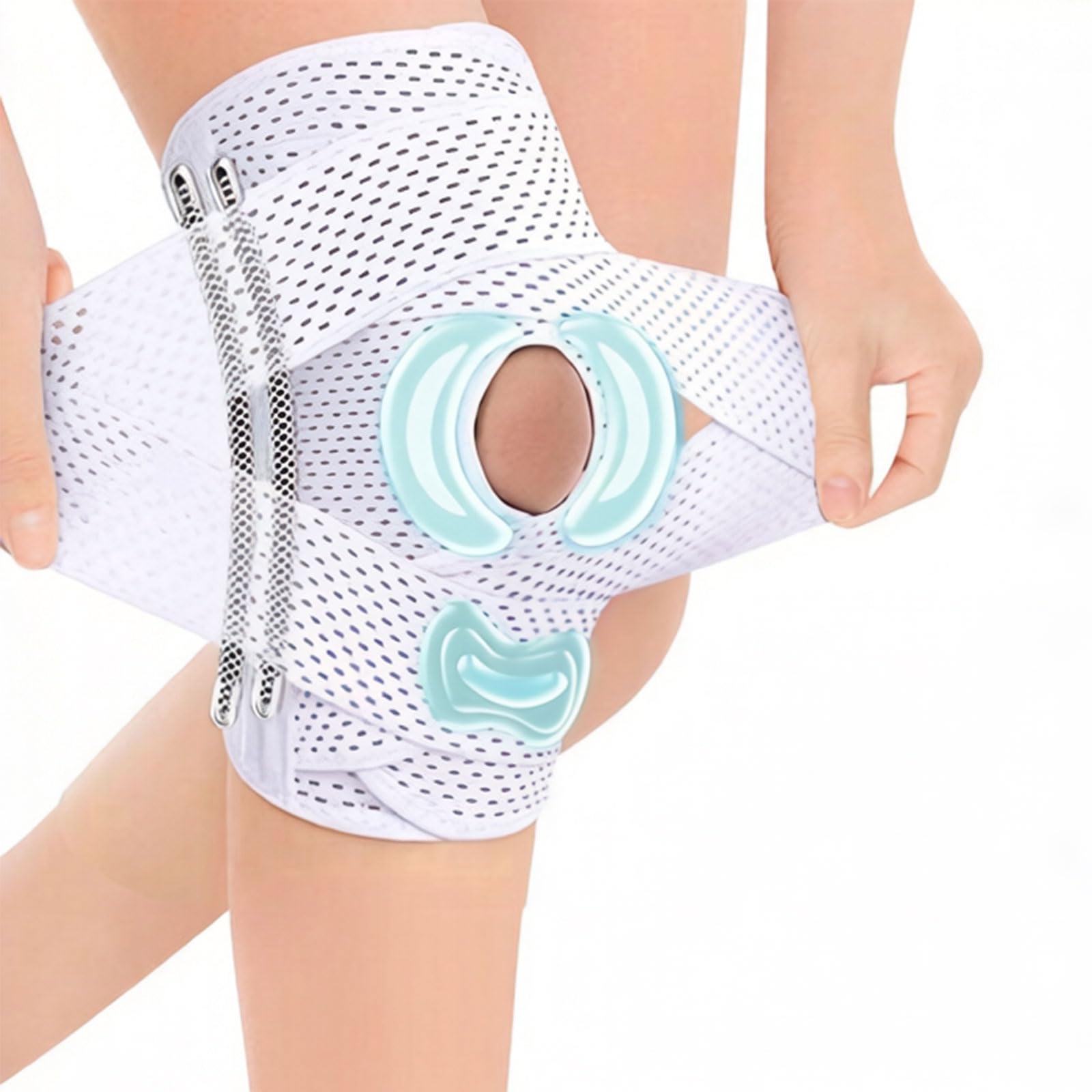 QIAOLIDA Shock Absorption Sport Knee Brace with Spring Stabilizers Ergonomic Knee Sleeve for Running Basketball