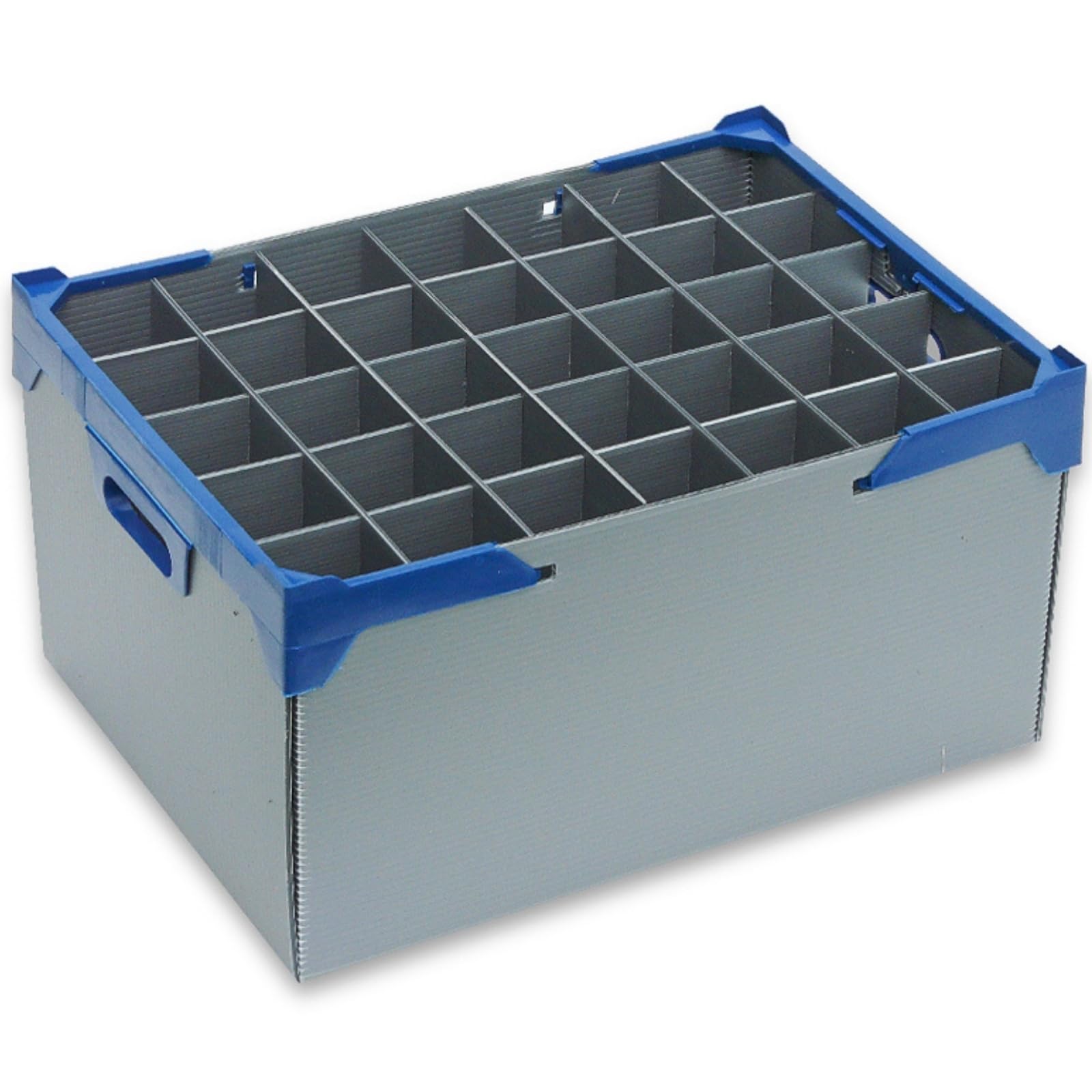 Glassjacks - Glassware And Glassware Storage Box Company Grey Tall Champagne Prosecco Flute Storage Box By Glassjacks. Safely Transport Your Champagne Flutes/Glasses Or Items With A Max Width 65Mm & Glass Or Item Max Height 240Mm - 35 Cells.