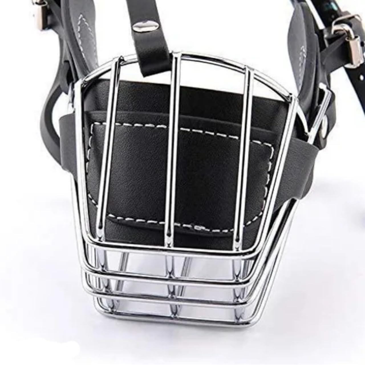 Dogs Muzzle/Mouth Cover Anti Biting Dog with Adjustable Strap Stainless Steel Muzzle Cum Mouth Cover Cum Basket Cage Ideal for Aggressives Dogs - Multicolor (Medium)