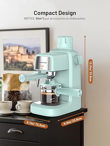 Miniatura 4 de KEENSTAR Máquina de café expreso de 3.5 bar con espumador de leche, máquina compacta de espresso y capuchino de 800 W con función de