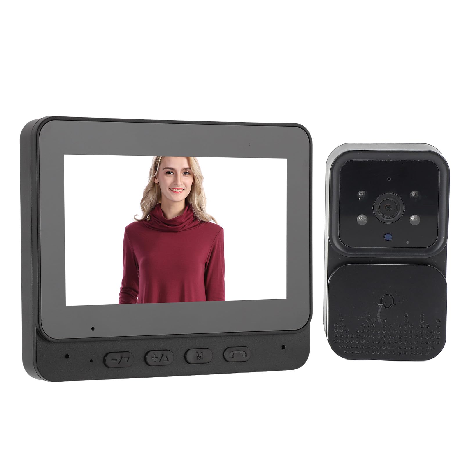 Cryfokt de Videoportero Inalámbrico WiFi, 1080P Night Vsion Videoportero Inalámbrico Kits de Cámara HD, Intercomunicador de Doble Vía para Apartamento de Oficina en Casa de Villa