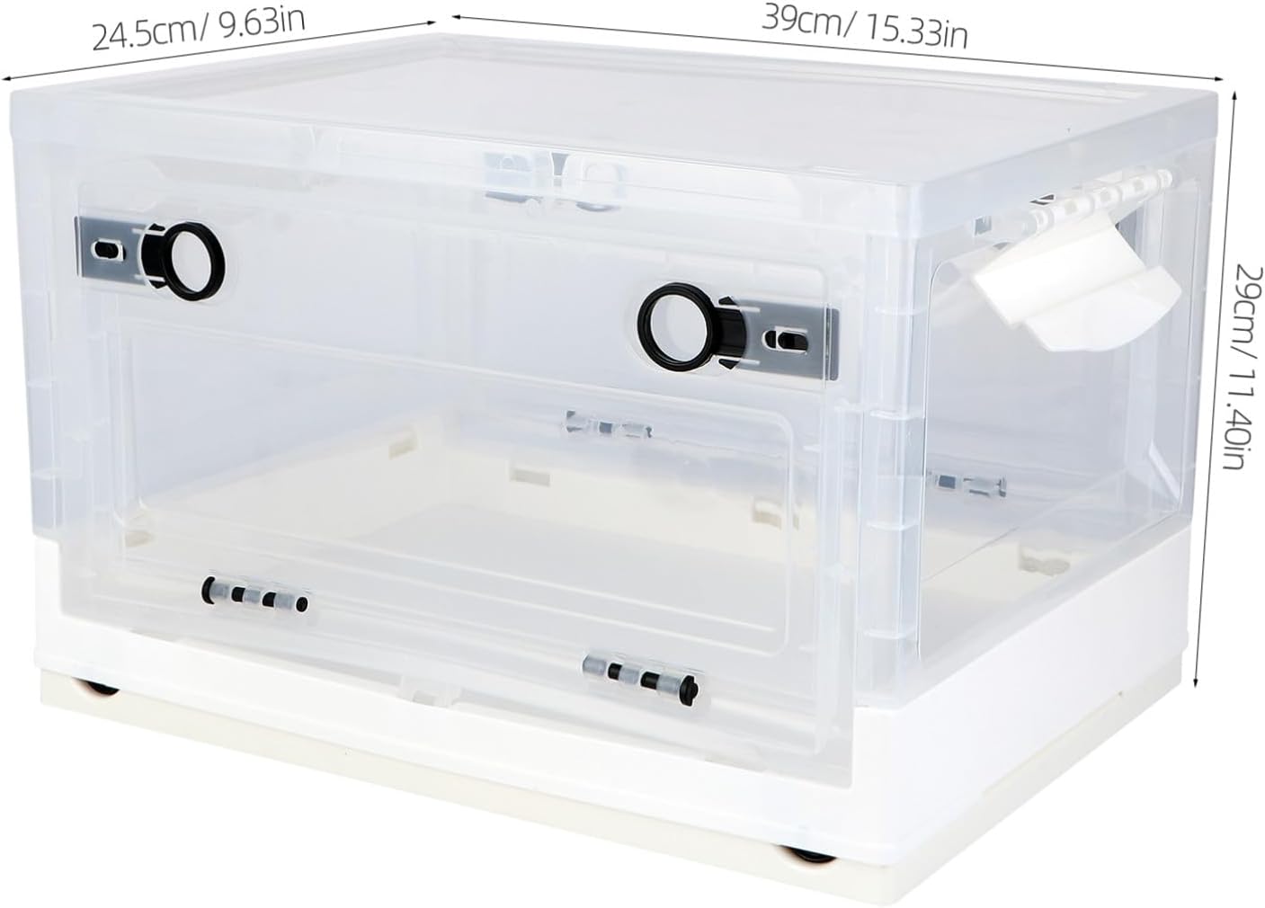 Foldable Plastic Storage Box with Visible Window, Multipurpose Organizer for Books, Clothes, and Small Ivory Storage Bin for Dormitory and Classroom Use