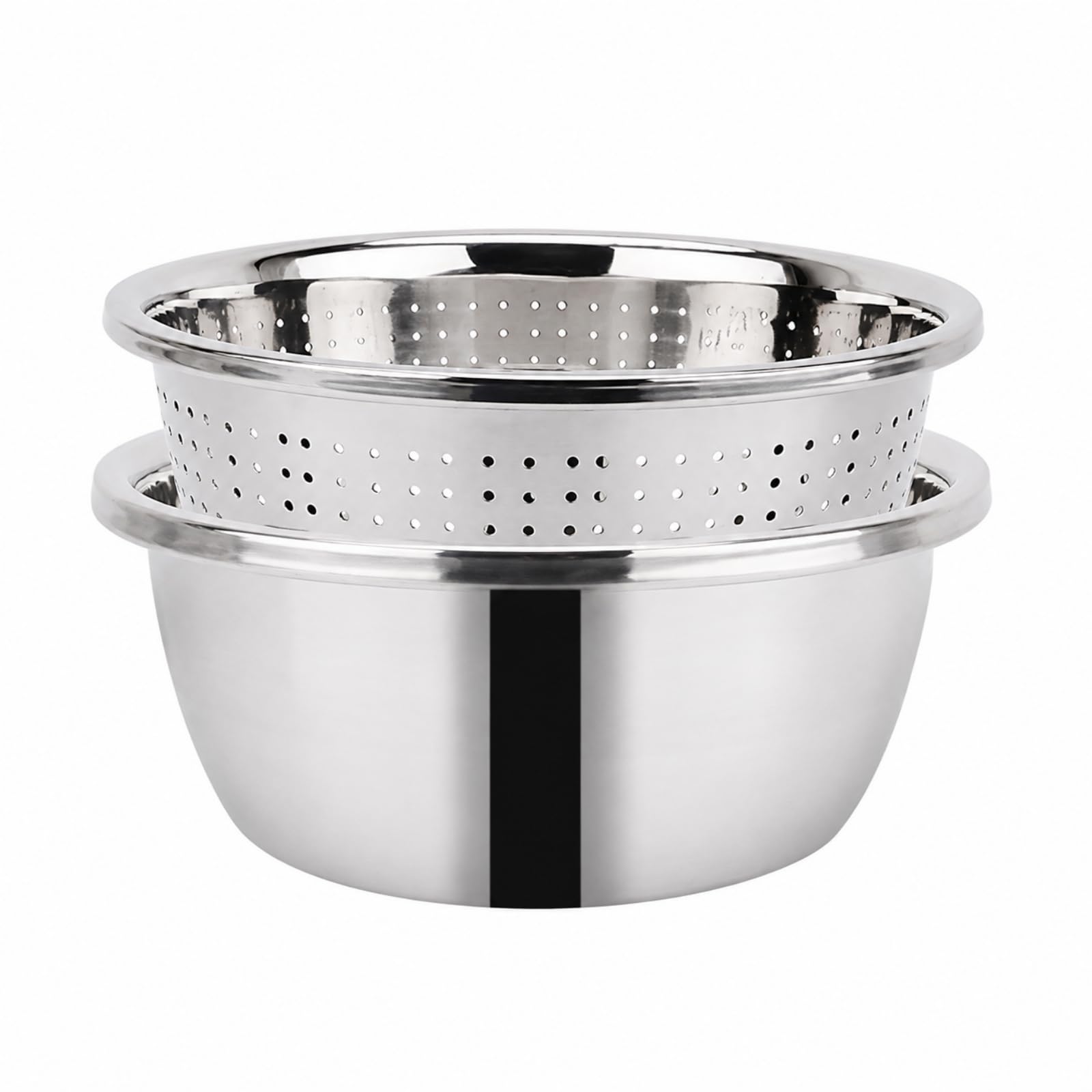 rockible 2 Piezas Acero Inoxidable con Colador Perforado Set Tazón Colador Acero Inoxidable Multifuncional para Cocinas Pequeñas, 32 CM, Juego Tazón