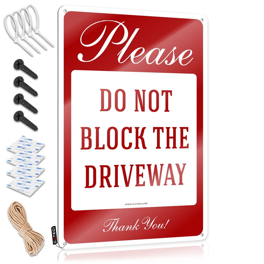 IBWNBBUSN Man Cabe Decor Please Do Not Block The Driveway Thank You Sign, No Parking Tin Office Tin Sign Bar Signs For Home Bar Decor(30X40CM)