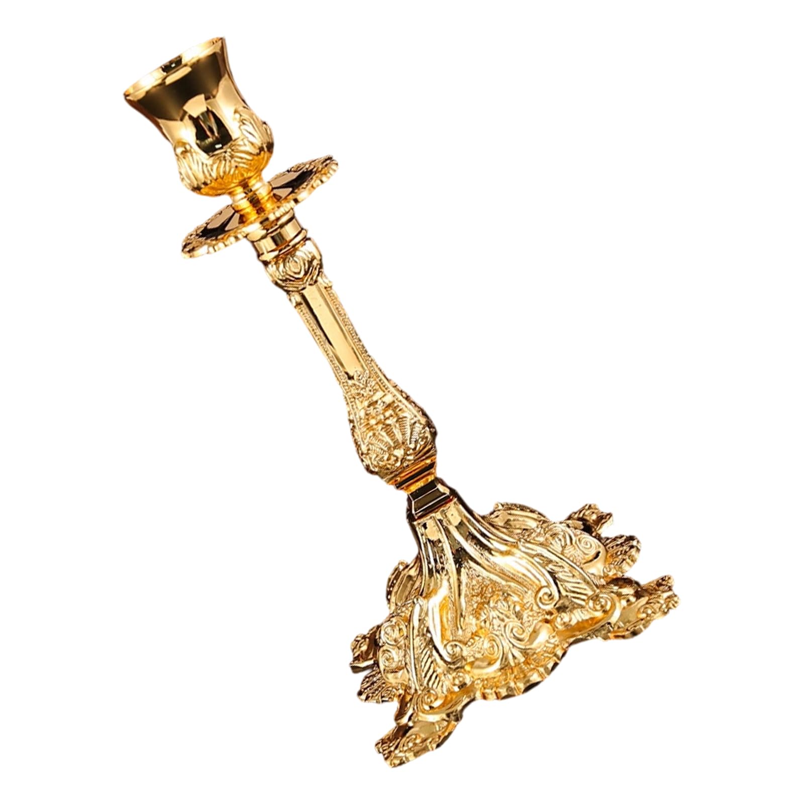 Decorative Antique Embossed Taper Holders Metal Candlestick Candelabra for Living Room Table Centerpieces Decors Single Head Candlestick Holders