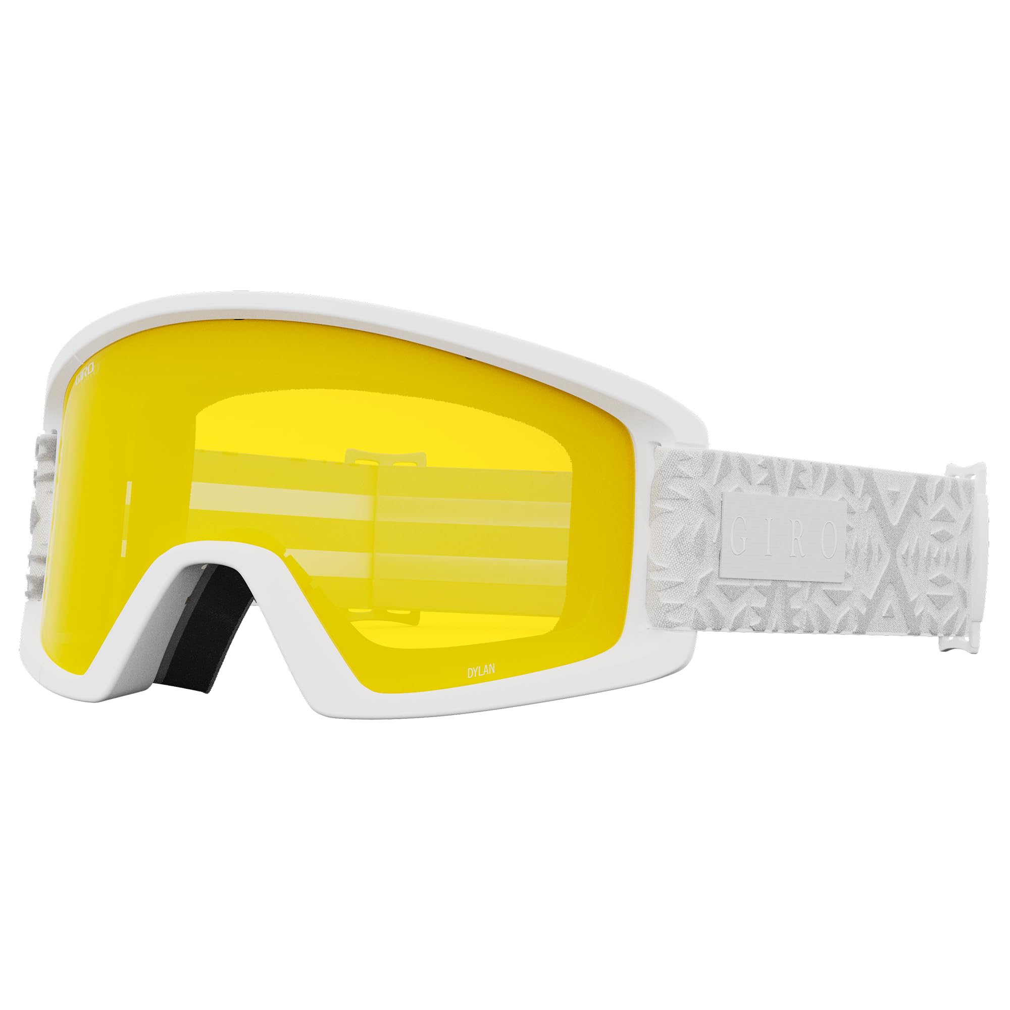 Giro Dylan Asian Fit - Gafas de snowboard para mujeres y jóvenes, correa blanca con lentes amarillos/rosa ámbar
