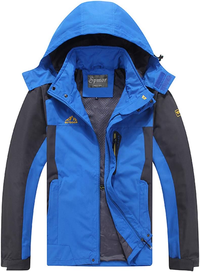 SpmorMen's Outdoor Sports Hooded Windproof Jacket Waterproof Rain Coat