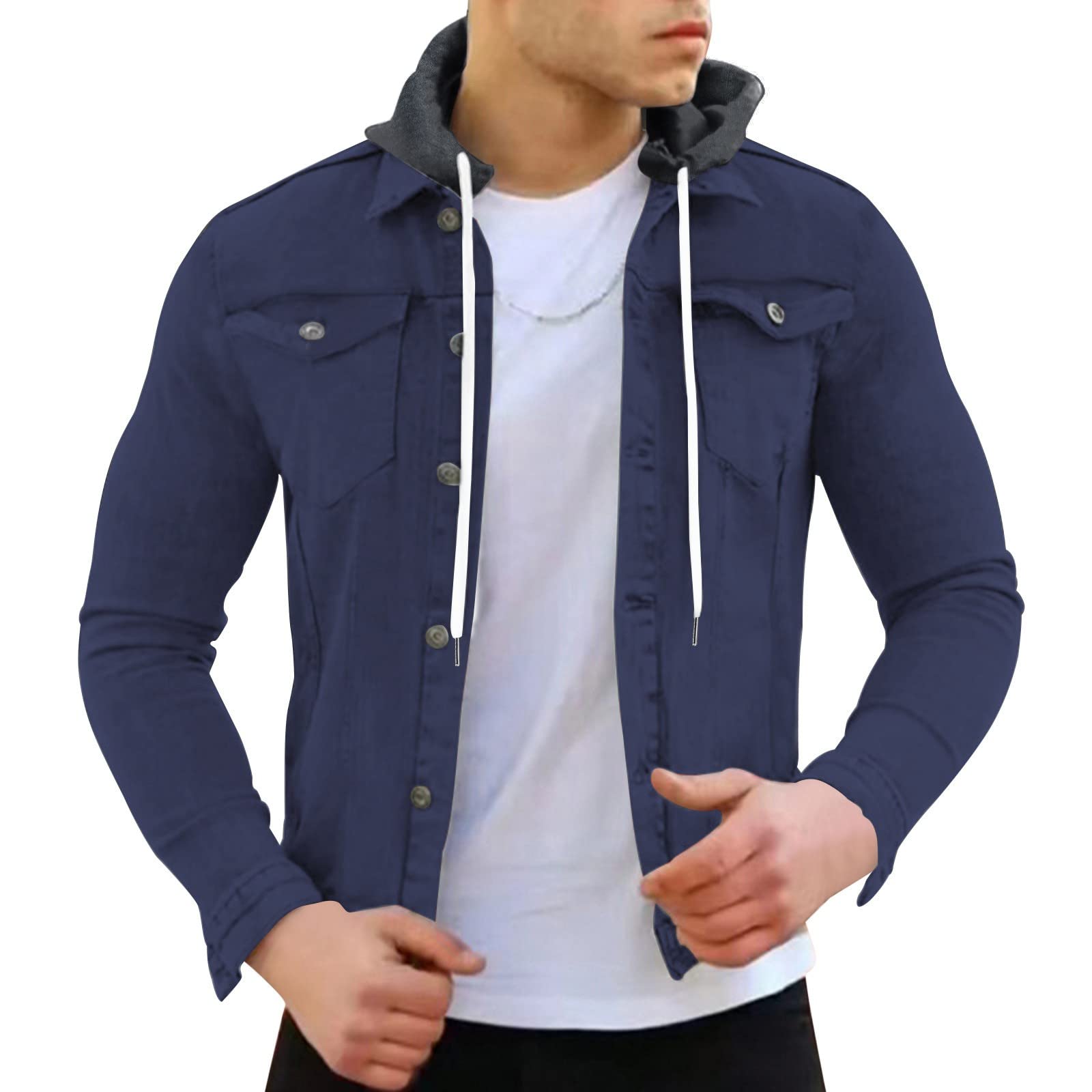 Chaqueta vaquera hombre corte ajustado para el entretiempo casual 5