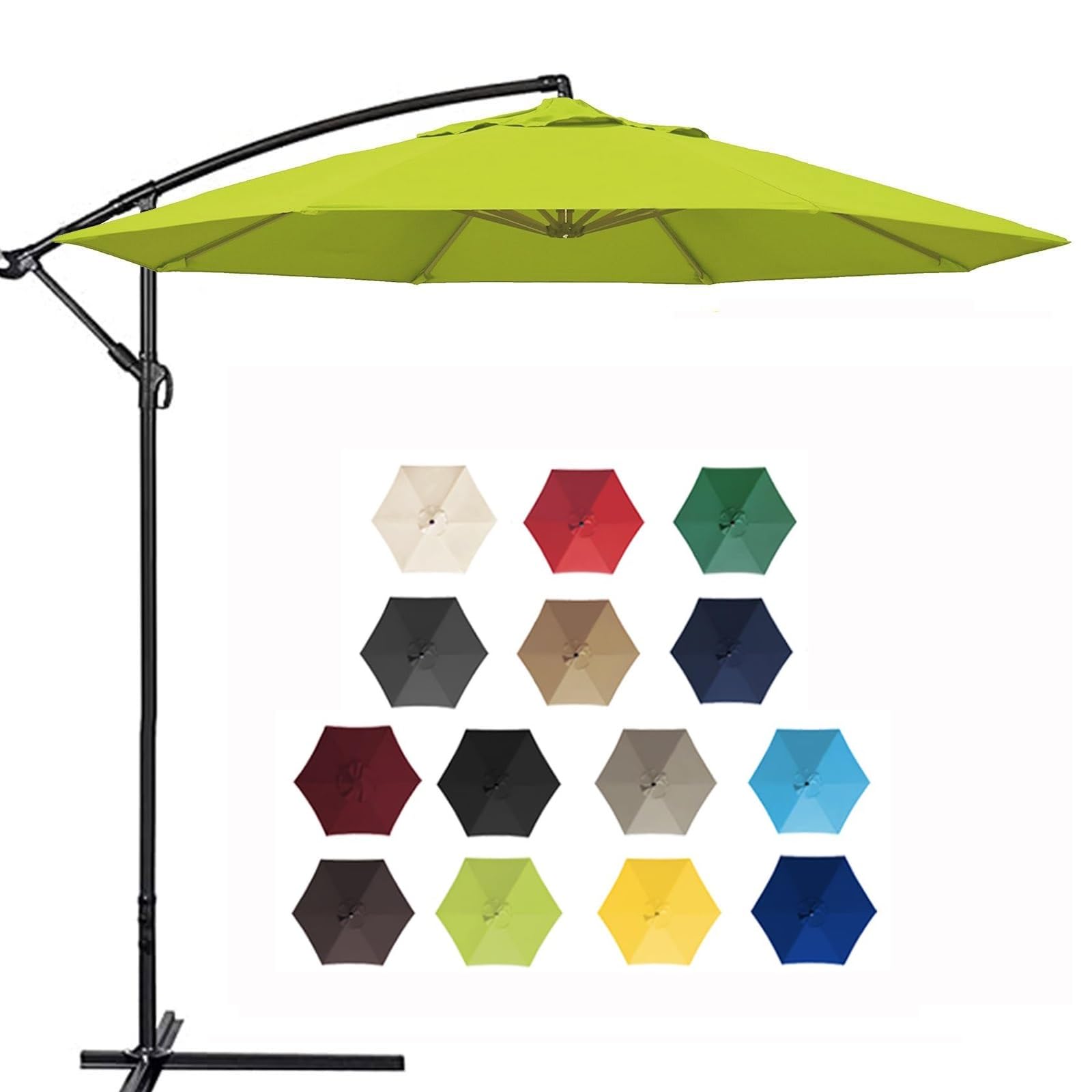 HAOKKV Replacement Parasol, replacement parasol cover 2.0m/2.7m/3.0m+6 Arms replacement parasol fabric cover for Garden Umbrella(Grass green,3.0m/9.8ft)