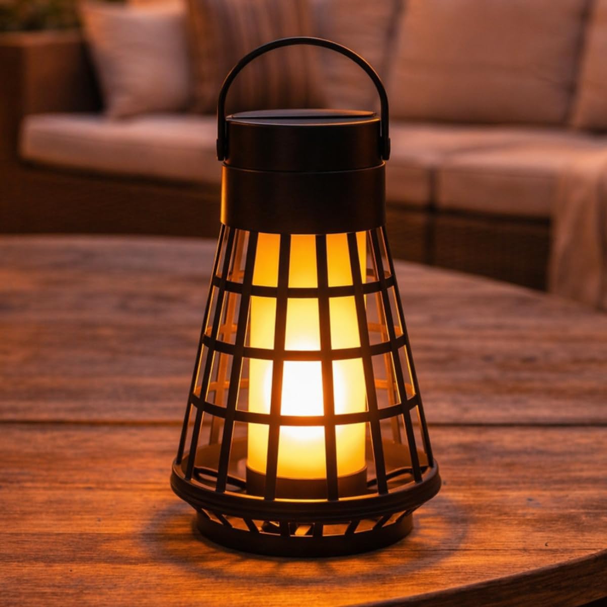 Festive Lights Black - Solar Powered Lantern Dancing Flame Effect – 51Cm 3-In-1 Garden Lantern With Stake, 48 Amber Flickering Leds, Outdoor Hanging Tabletop Patio Pathway Light, Ip44 Waterproof
