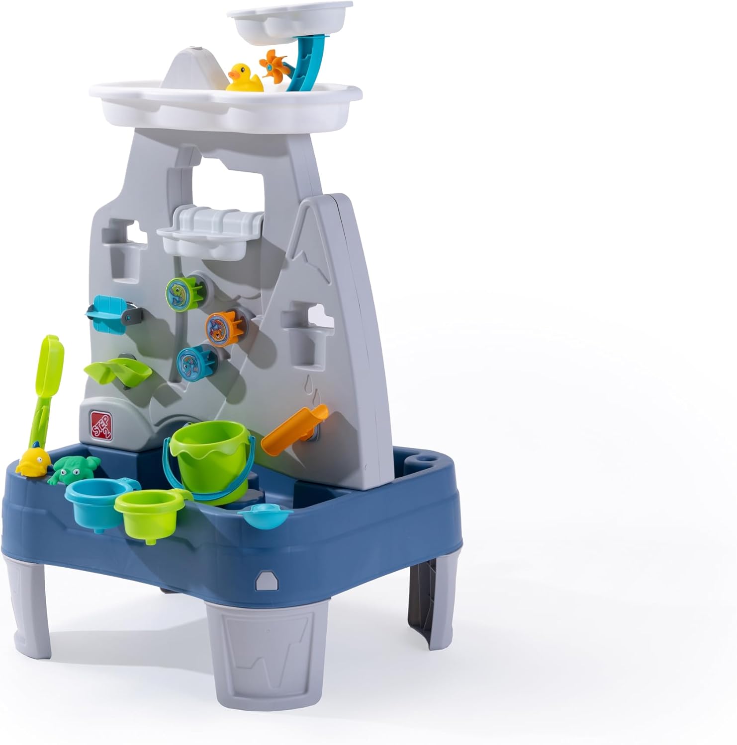 Step2 Misting Mountain & Waterfall Water Table with 21-Piece Accessories - Adjustable Height, Misting Fun for Ages 18M-5Y, Gray
