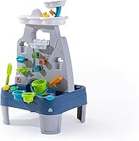 Step2 Misting Mountain & Waterfall Water Table with 21-Piece Accessories - Adjustable Height, Misting Fun for Ages 18M-5Y, Gray