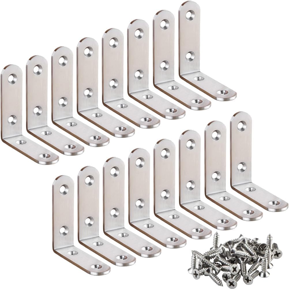 6 Pcs Black L Bracket Corner Braces Stainless Steel 65x65mm Heavy Duty Shelf Bracket for Wood, Shelves, 90 Degree Support Joint Right Angle Brackets