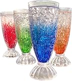 Lily's Home 12oz set of 4Insulated Double Wall Gel-Filled Acrylic Plastic Frosted Freezer Milkshake Glasses. Ideal for Root Beer Float, Smoothies and Ice Cream Soda