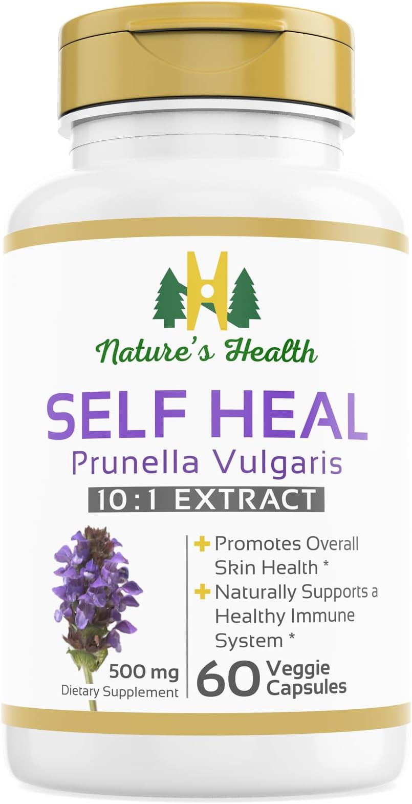 Nature's Health Self Heal Prunella Vulgaris Supplement – Heal All – Promote Healthy Skin & Immune System Support – 1000 mg per Serving – 60 Vegetarian Capsules – Non-GMO