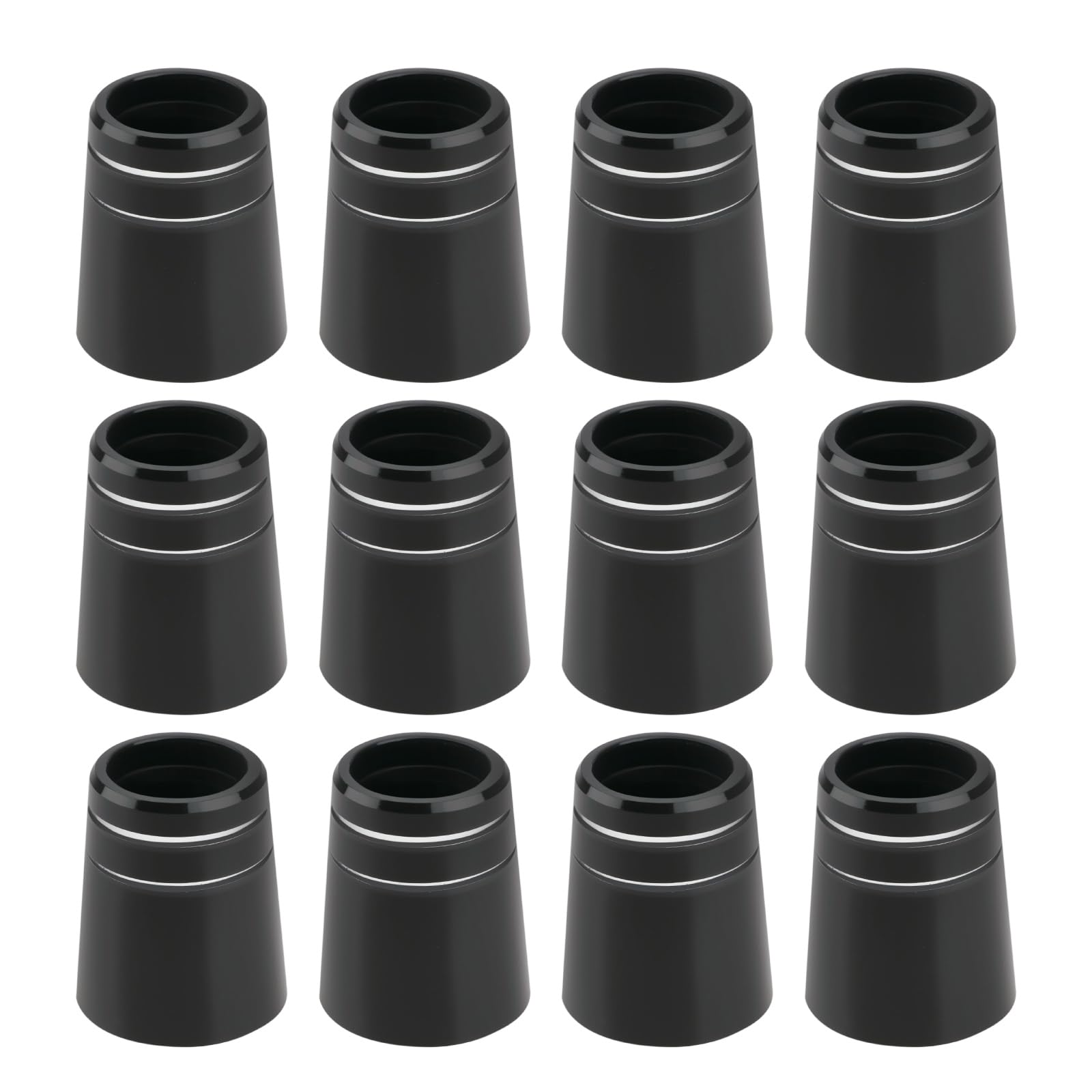 SG Store 12pcs Embouts de Golf en Fer avec Double Anneau Argenté Et Manchon en Caoutchouc pour Club de Golf Conique de 0,355 Cm 8,6 X 16 X 13,5 Mm Noir
