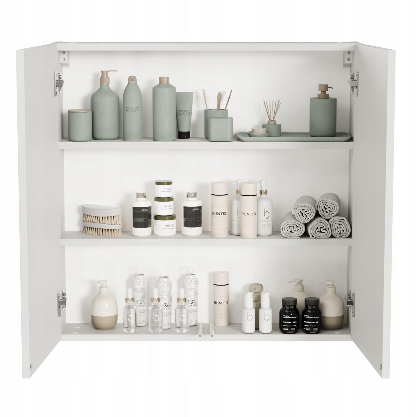 Badezimmerschrank hängend mit Push-to-Open-Fronten, Waschmaschinenschrank, badezimmerschränke, badschrank hängend, Waschbeckenunterschrank,wc Schrank, wandschrank (Weiß, 78x80x17)
