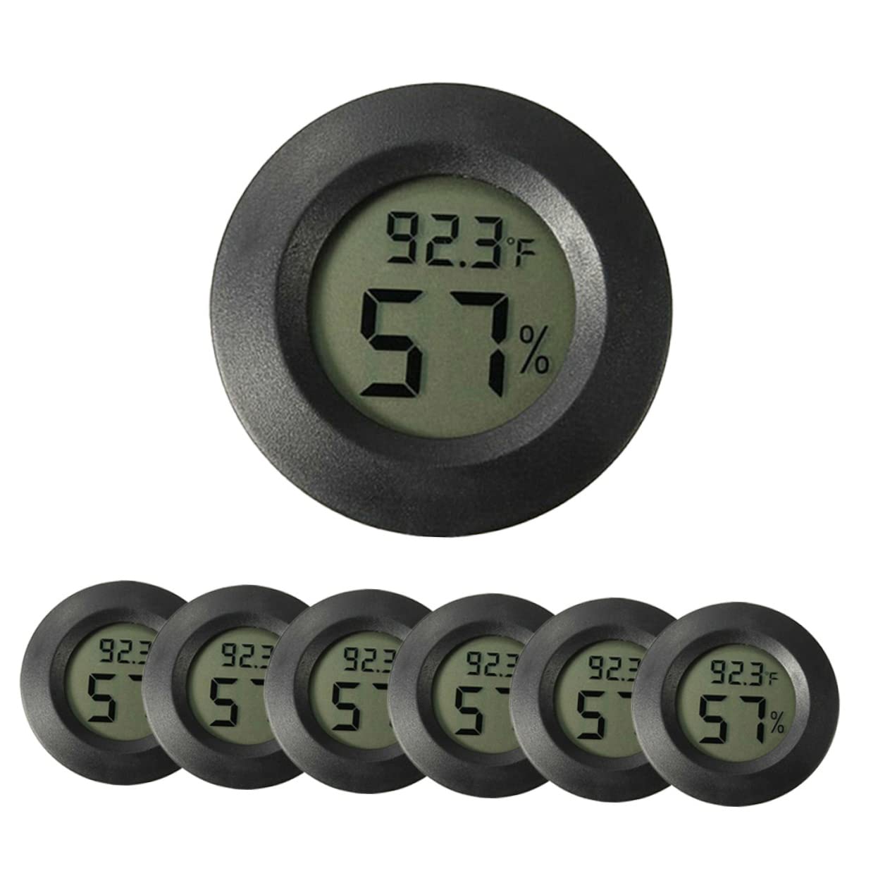 UPKOCH 2 Series Termómetro Digital Medidor De Humedad Redondo Reptil -higrómetro Terrario Medidor De Temperatura Del Acuario Medidor De Temperatura Y Humedad El Plastico Negro 7 Piezas*2