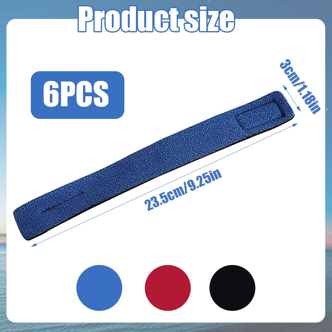 Lot de 6 sangles de canne à pêche réglables en caoutchouc, protection pour canne à pêche à la carpe, fourreau et housse canne a peche, support pour lancer peche