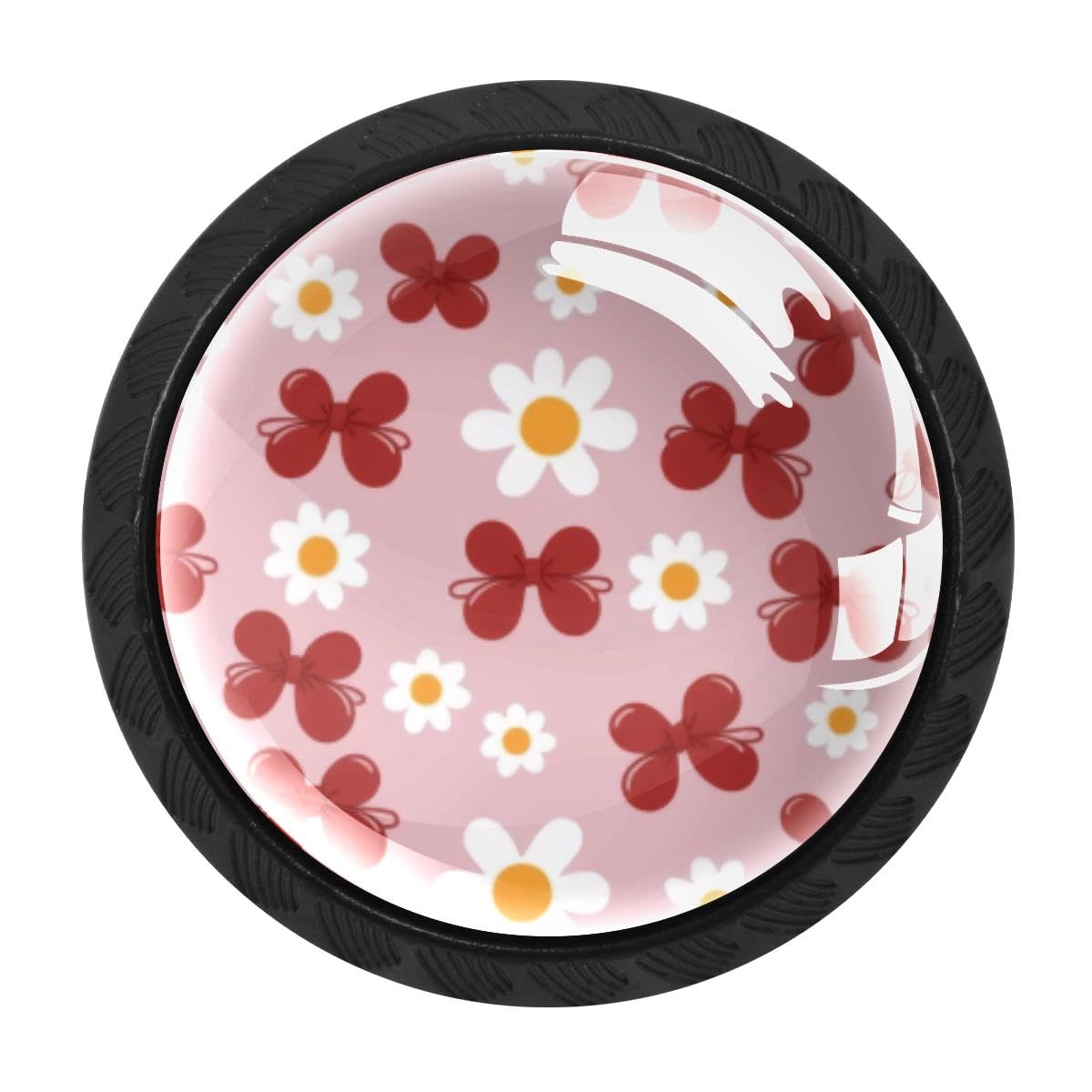Heoeh Multi 3 4 Pcs Kitchen Cabinet Knobs, Red Bows Daisy Drawer Knobs Dresser Handles