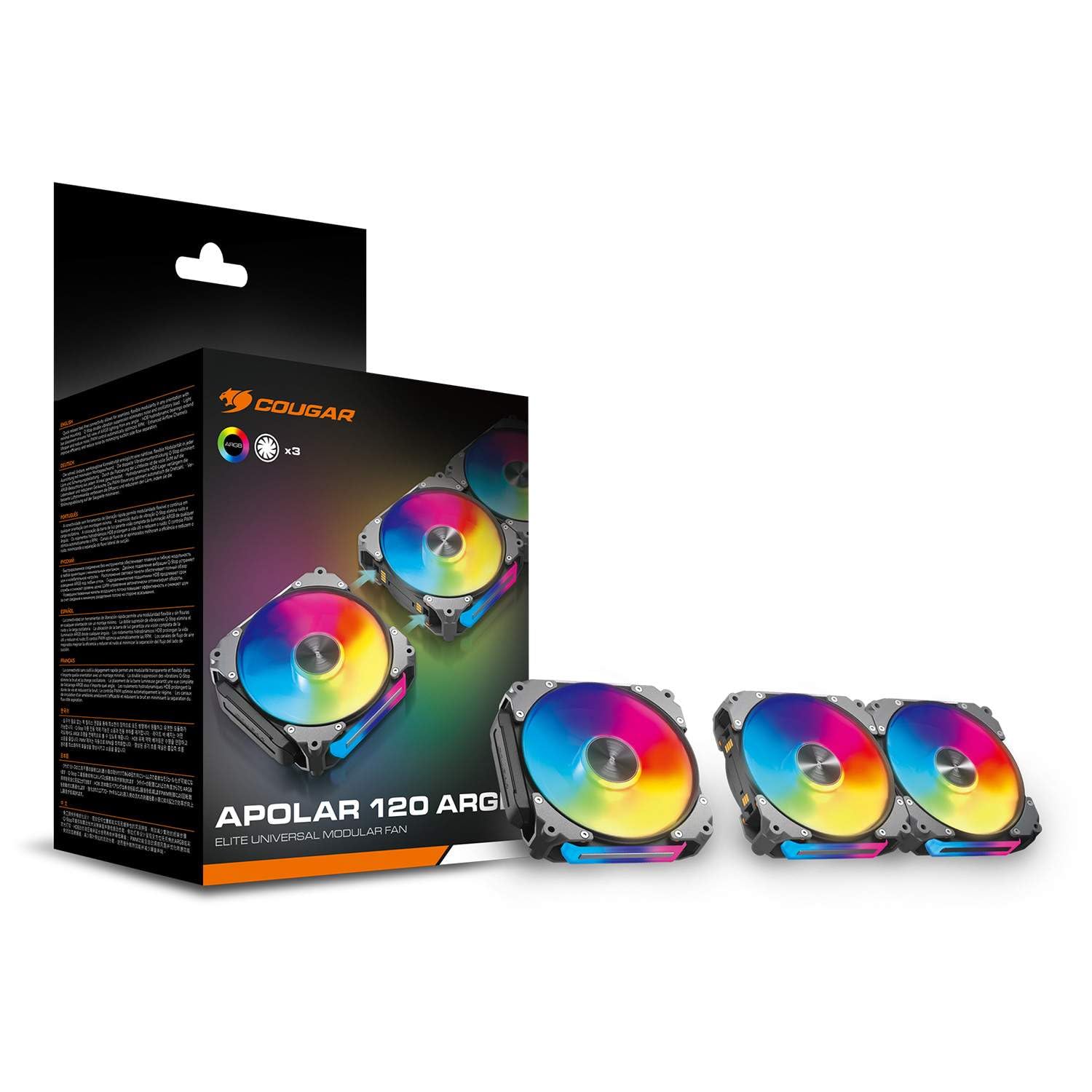 COUGAR Gehäuse Lüfter Apolar 120 ARGB,Schwarz, 3er-Pack
