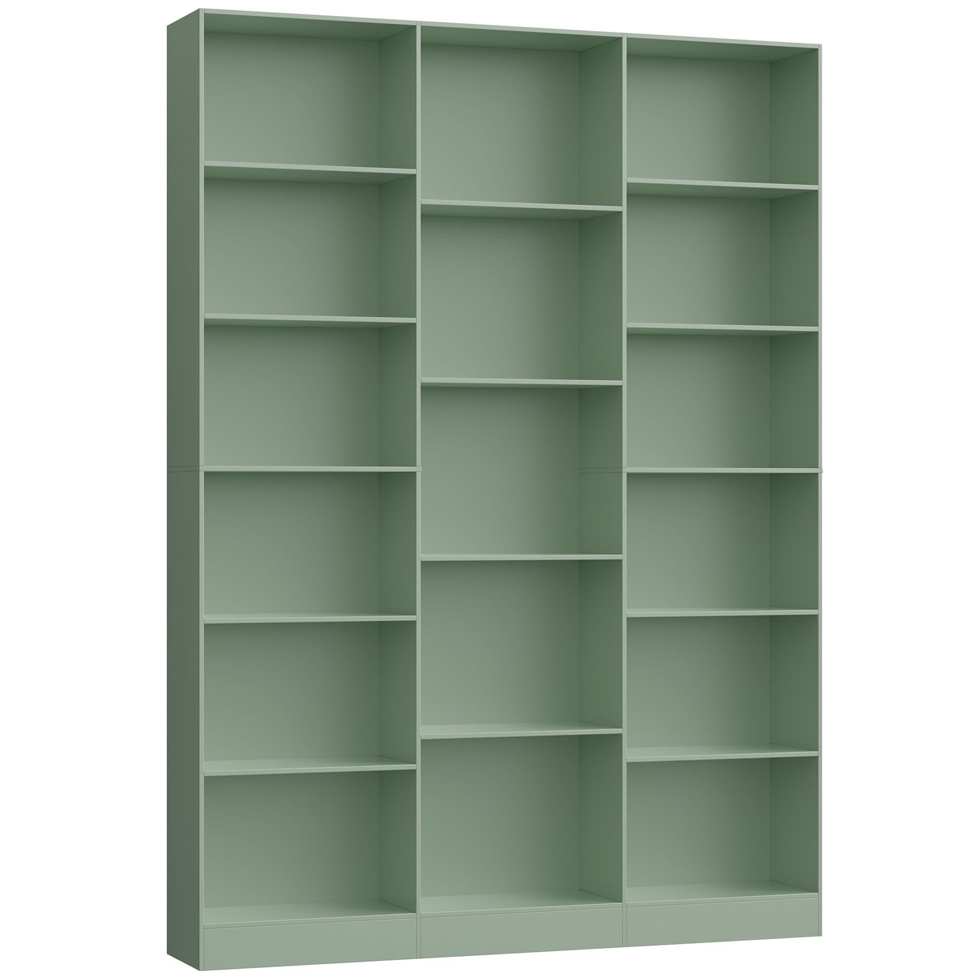 FirFurd 188cm di Altezza Libreria Scaffale, Libreria da Parete a 17 Scomparti Aperti, Scaffale Portaoggetti Aperto, Vetrina, Porta CD per Soggiorno, Studio, Ufficio, 149x23.5x188cm (Verde)