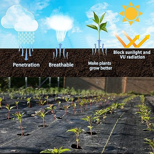 Kanagawa KW-WB-08300H90-B 8Ftx300Ft Premium Weed Barrier Landscape Fabric Heavy Duty 3.5Oz thumb #2