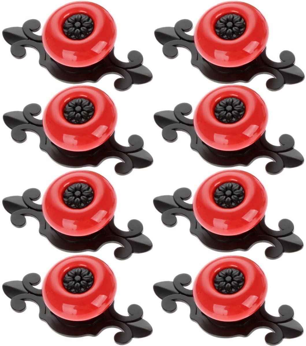 MayGreeny 8Pcs Vintage Ceramic Cabinet Knobs Handles Pulls for Kitchen Cabinets Cupboard Bathroom Dresser Wardrobe Closet Decoration Pulls (Red-Black)