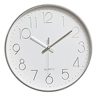 12-Inch Silver Non-Ticking Sweep Wall Clock