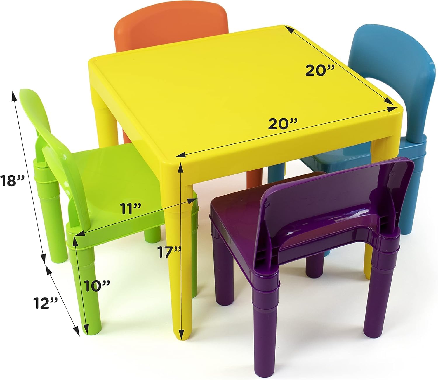 Homesmiths Kids Table and 4 Chair Set, Yellow Table with Chairs - Sturdy Toddler Activity for Playtime, Arts, Crafts, Reading, and More - 5-Piece Children’s Furniture for 3-7 Years 3